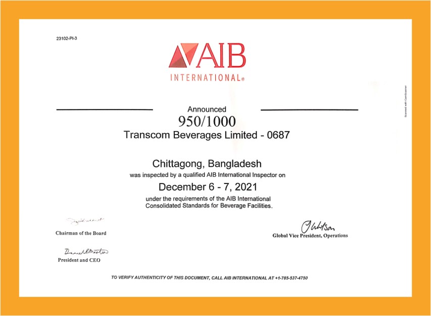 AIB International Gold Award - 2021 CTG Plant